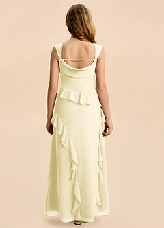Azazie Sloane Junior Robe Trapèze en Mousseline de soie Encolure en Forme de Cœur Sorbet Citron image2