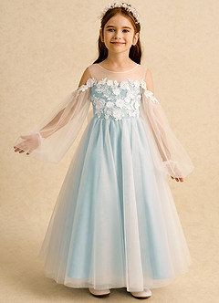 Azazie Zimi vestidos de niña de las flores Vestido de Neblina de Tul de Princesa con Escote de Corazón image2