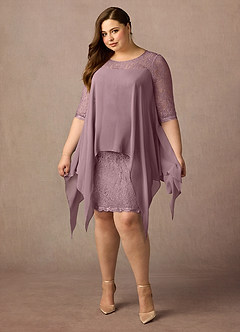 Azazie Flo Abiti per la Madre della Sposa Abito A-Line in Chiffon Pizzo Rosa Polverosa image10