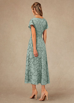 Azazie Vera Vestidos para mãe da noiva Vestido Agave de Esgotamento Floral de Linha A com Plissado image3