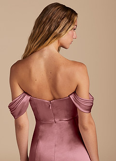 Azazie Amyra Bridesmaid Dresses Vintage Mauve Mermaid Sweetheart Neckline Metallic Satin Convertible Dress image3