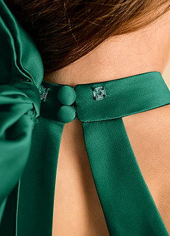 Azazie Cerra Flower Girl Dresses Emerald A-Line Pleated Tulle Dress image6