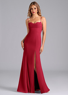 Azazie Wynni Bridesmaid Dresses Scarlet Mermaid Corset Chiffon Dress image1