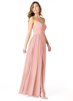 Azazie Cora Bridesmaid Dresses Rosette A-Line Pleated Chiffon Dress image4