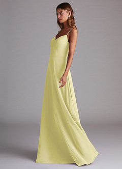 Azazie Marley Jurken voor bruidsmeisjes Converteerbaar Jurk van Chiffon met A-Lijn Off the Shoulder Citroensorbet image6