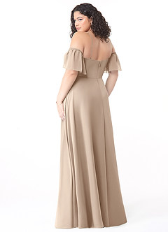 Azazie Sue Bridesmaid Dresses Taupe A-Line Off the Shoulder Chiffon Convertible Dress image9