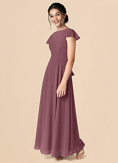 Azazie Payton Junior Sangria A-Line Bow Chiffon Dress image5
