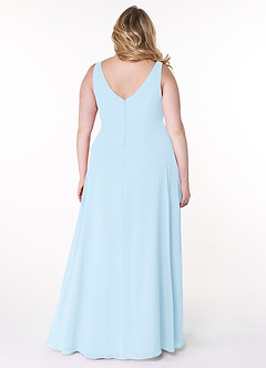 Azazie Kori Brautjungfernkleider A-Linie Plissee Chiffon Kleid Himmelblau image7