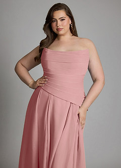 Azazie Gabriela Bridesmaid Dresses Dusty Rose A-Line Corset Chiffon Dress image24