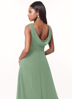 Azazie Karina Bridesmaid Dresses Matcha A-Line Pleated Chiffon Dress image4