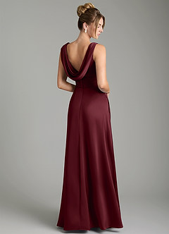 Azazie Karina Bridesmaid Dresses Cabernet A-Line Pleated Stretch Satin Dress image5