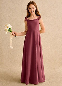 Azazie Puppy Girls Formal Flower Girl Dresses Merlot A-Line Pleated Chiffon Dress image4