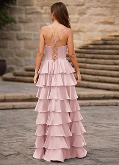 Rhythm Rosa Cipria Abito da ballo a trapezio con volant image2