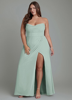 Azazie Johana Bridesmaid Dresses Agave Mermaid Off the Shoulder Chiffon Convertible Dress image16