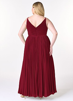Azazie Raychelle Bridesmaid Dresses Burgundy A-Line V-Neck Chiffon Dress image8