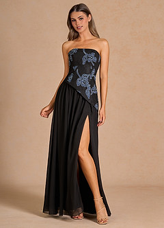 Fleurine Denim Black Lace Maxi Dress image1