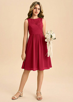 Azazie Skyla Junior Klä av A-Line i Chiffong Plisserad image1