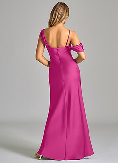 Azazie Celina Vestidos de damas de honor Vestido de Fucsia de Satén Elástico de Corte Recto con Vestidos sin tirantes image2