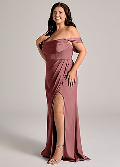 Azazie Johana Brudtärnklänningar Klä av Sjöjungfru i Stretch Satin Av axeln Ametist Konvertibel image10