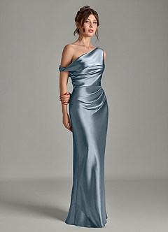 Azazie Emerson Bridesmaid Dresses Twilight Mermaid Off the Shoulder Metallic Satin Dress image5