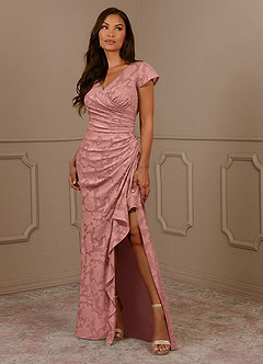 Azazie Roya Mother of the Bride Dresses Rosette Mermaid Ruched Floral Burnout Dress image1