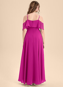 Azazie Tessabelle Junior Abito A-Line in Chiffon a Spalla Scoperta Fucsia image2