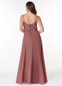 Azazie Lupe Final Sale Desert Rose A-Line Scoop Blouson Chiffon Dress image2