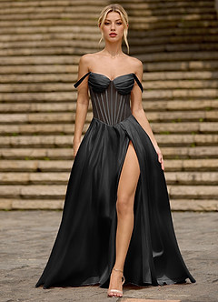 Heartshape Black Corset Satin Prom Dress image3
