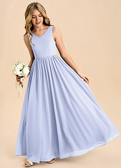 Azazie Hathaway Junior Lavender A-Line Bow Chiffon Dress image4