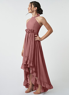 Azazie Hermione Junior Desert Rose A-Line Chiffon Dress image4