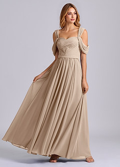 Azazie Koa Vestidos de damas de honor Vestido de Gris Pardo de Gasa de Corte en A con Vestidos sin tirantes image5