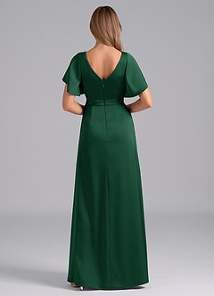 Azazie Ambrosia Vestidos de damas de honor Vestido de Verde Oscuro de Satén Elástico de Corte en A con Plisado image3