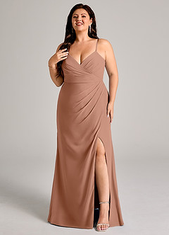 Azazie Maci Bridesmaid Dresses Bronzer Sheath Pleated Chiffon Dress image8