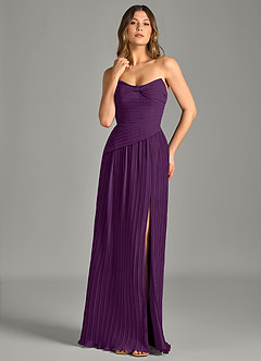 Azazie Becka Bridesmaid Dresses Grape A-Line Strapless Chiffon Dress image1