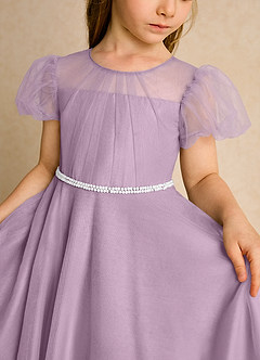 Azazie Duckie Flower Girl Dresses Wisteria Ball-Gown Pleated Tulle Dress image6