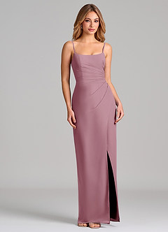 Azazie Calandra Bridesmaid Dresses Vintage Mauve Sheath Pleated Chiffon Dress image5