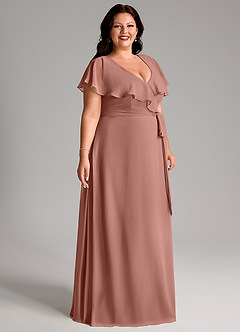 Azazie Lainey Bridesmaid Dresses Cedar Rose A-Line with Pockets Chiffon Dress image11