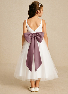 Azazie Lea Flower Girl Dresses Vintage Mauve A-Line Spaghetti Strap Tulle Dress image2