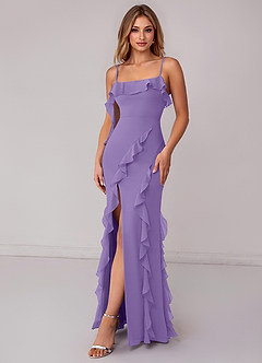 Azazie Malia Robes de demoiselle d'honneur Robe Fourreau en Mousseline de soie Rayé Tahiti image4