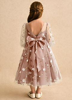 Azazie Elowen Flower Girl Dresses Bronzer A-Line Sweetheart Neckline Lace Dress image2
