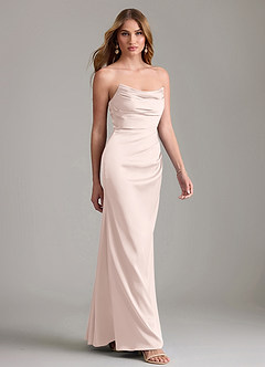 Azazie Lucille Bridesmaid Dresses Blushing Pink Mermaid Strapless Stretch Satin Convertible Dress image4