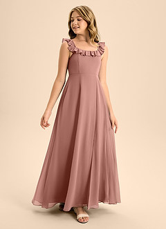 Azazie Callie Junior Cedar Rose A-Line Ruched Chiffon Dress image1