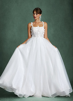 Azazie Gabrielle Wedding Dresses Diamond White Ball-Gown Tulle Dress image7