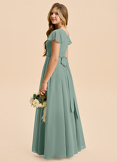 Azazie Cady Junior Silver Sage A-Line Pleated Chiffon Dress image6