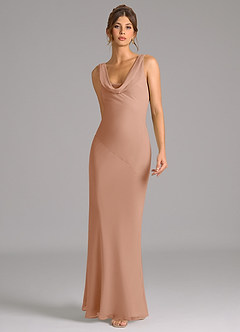 Azazie Rylina Bridesmaid Dresses Champagne Rose Mermaid Pleated Chiffon Dress image3