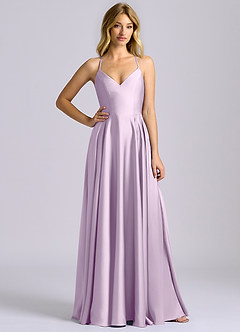 Azazie Truce Bridesmaid Dresses Frosted Lilac A-Line Stretch Satin Dress image3