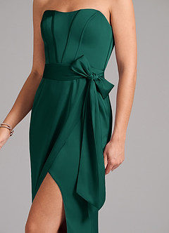 Azazie Jamie Bridesmaid Dresses Emerald A-Line Strapless Stretch Satin Convertible Dress image7