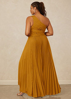 Christian Siriano Bridal for Azazie 1008 Bridesmaid Dresses Butterscotch A-Line One Shoulder Stretch Satin Dress image14
