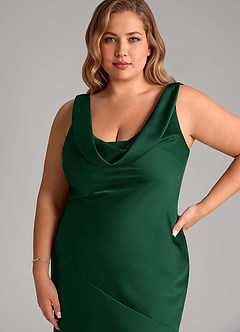 Azazie Rylina Bridesmaid Dresses Dark Green Mermaid Stretch Satin Dress image11