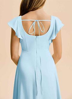 Azazie Bondi Junior Sky Blue A-Line Side Slit Stretch Satin Dress image6